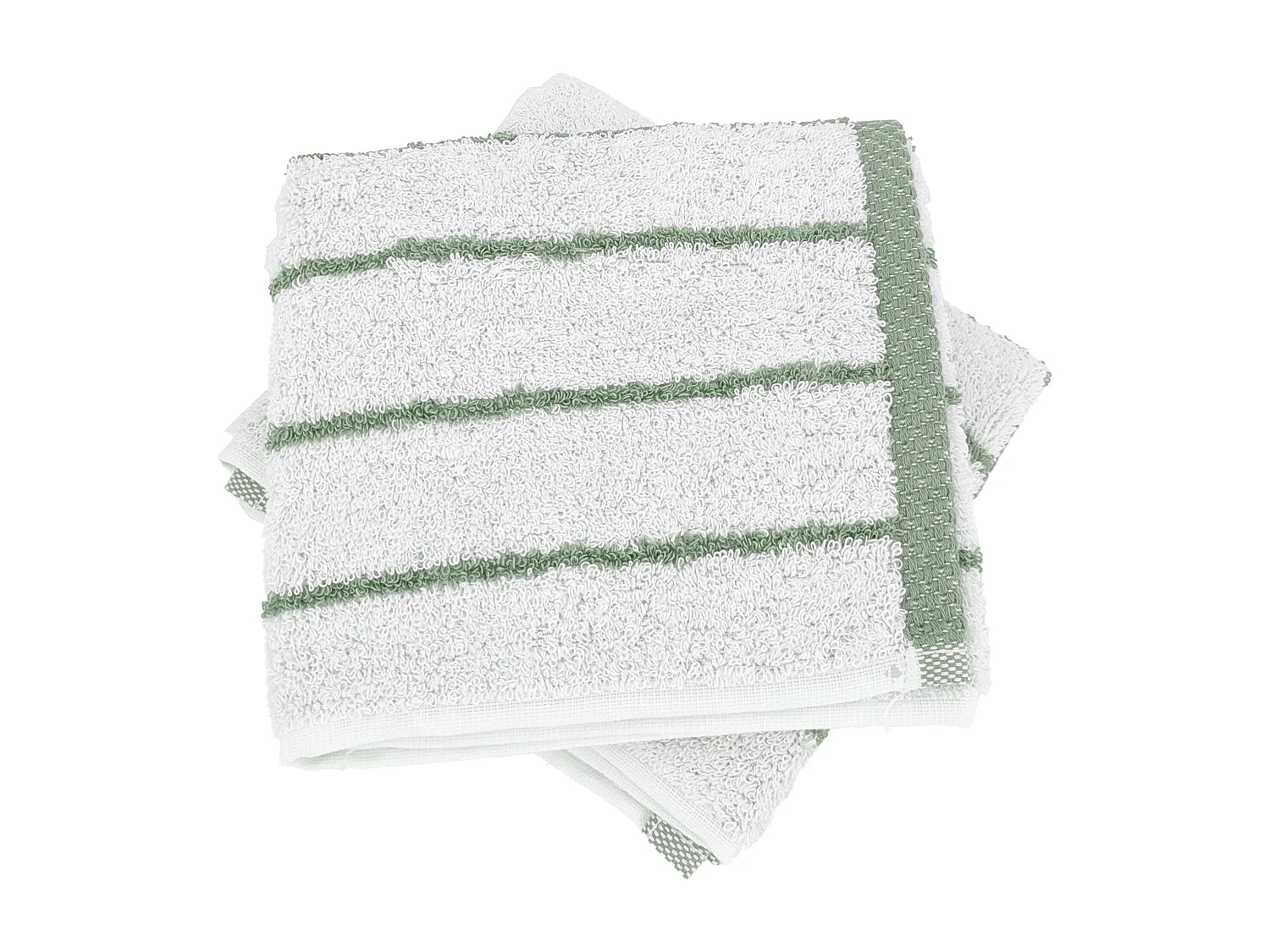 Lot de 2 serviettes invité coton 33x50cm PURE LIGHT à rayures vert