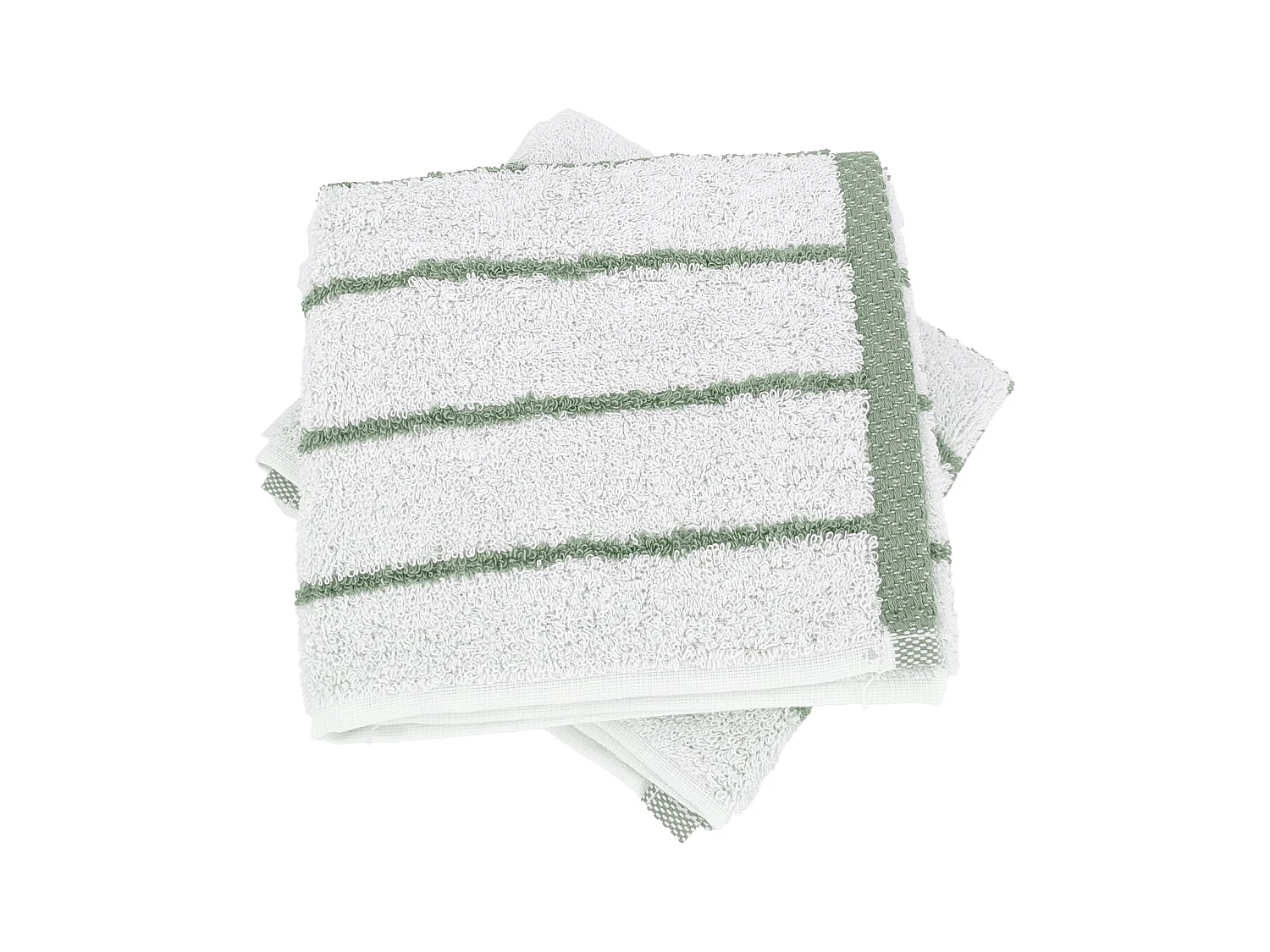 Lot de 2 serviettes invité coton 33x50cm PURE LIGHT à rayures vert