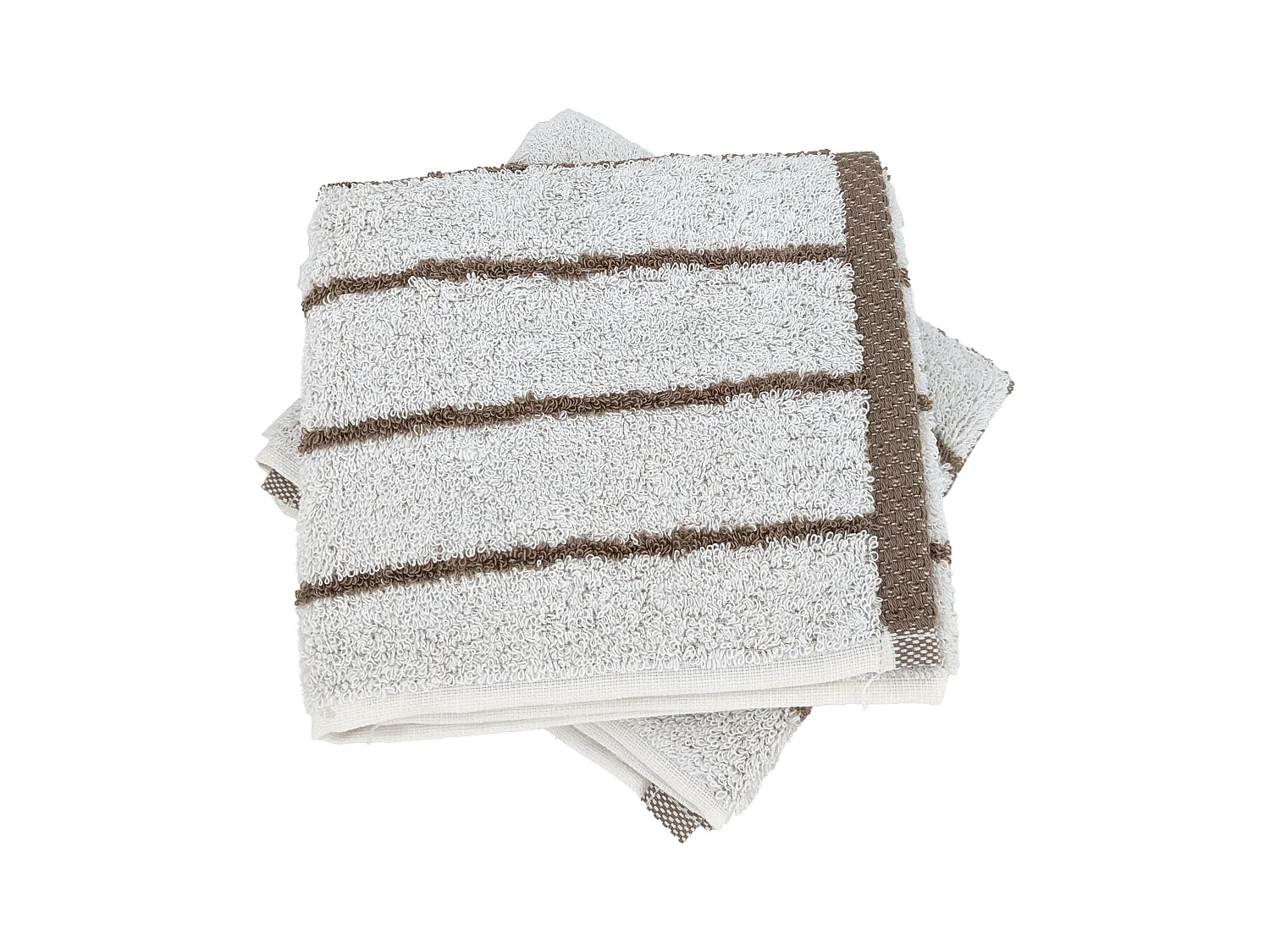 Lot de 2 serviettes invité coton 33x50cm PURE LIGHT à rayures marron