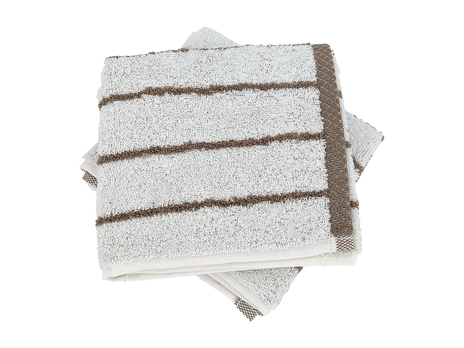 Lot de 2 serviettes invité coton 33x50cm PURE LIGHT à rayures marron