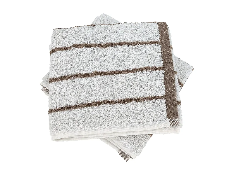 Lot de 2 serviettes invité coton 33x50cm PURE LIGHT à rayures marron