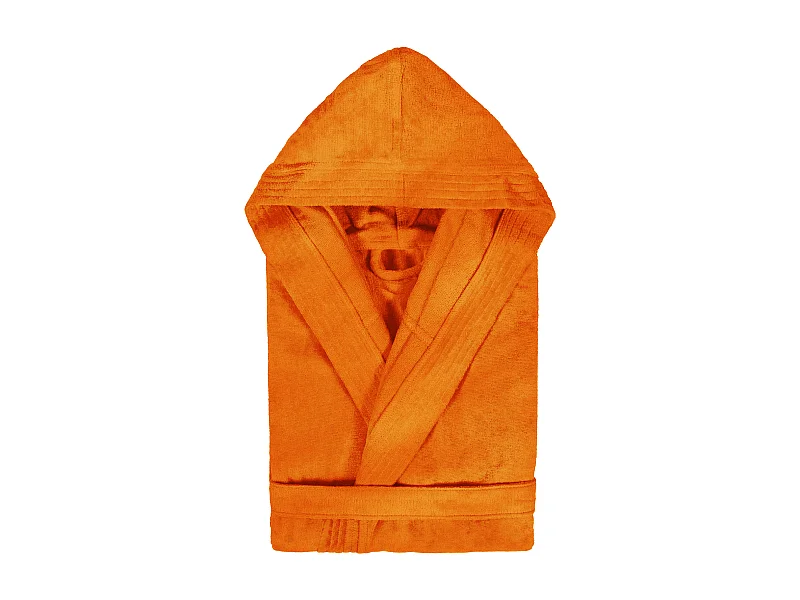 Peignoir à capuche enfant COOL coton 14 ANS velours Orange