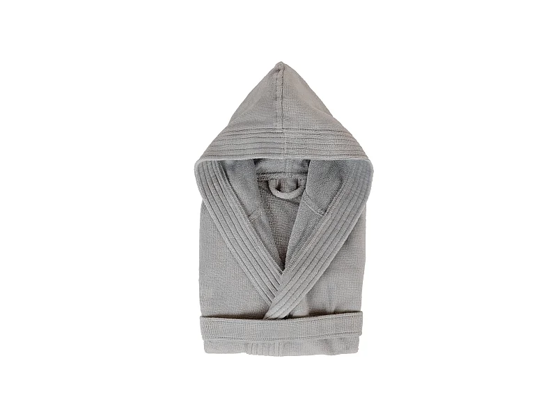 Peignoir à capuche enfant COOL coton 14 ANS velours gris Argent