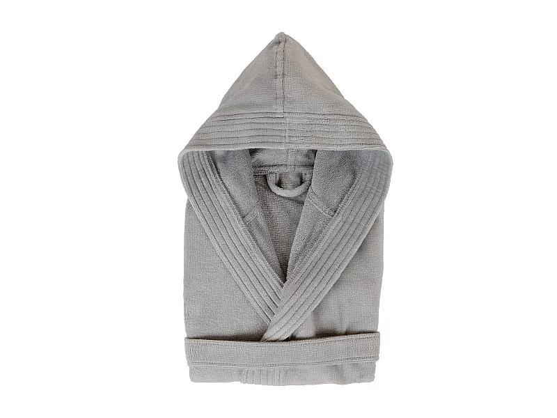 Peignoir à capuche enfant COOL coton 14 ANS velours gris Argent