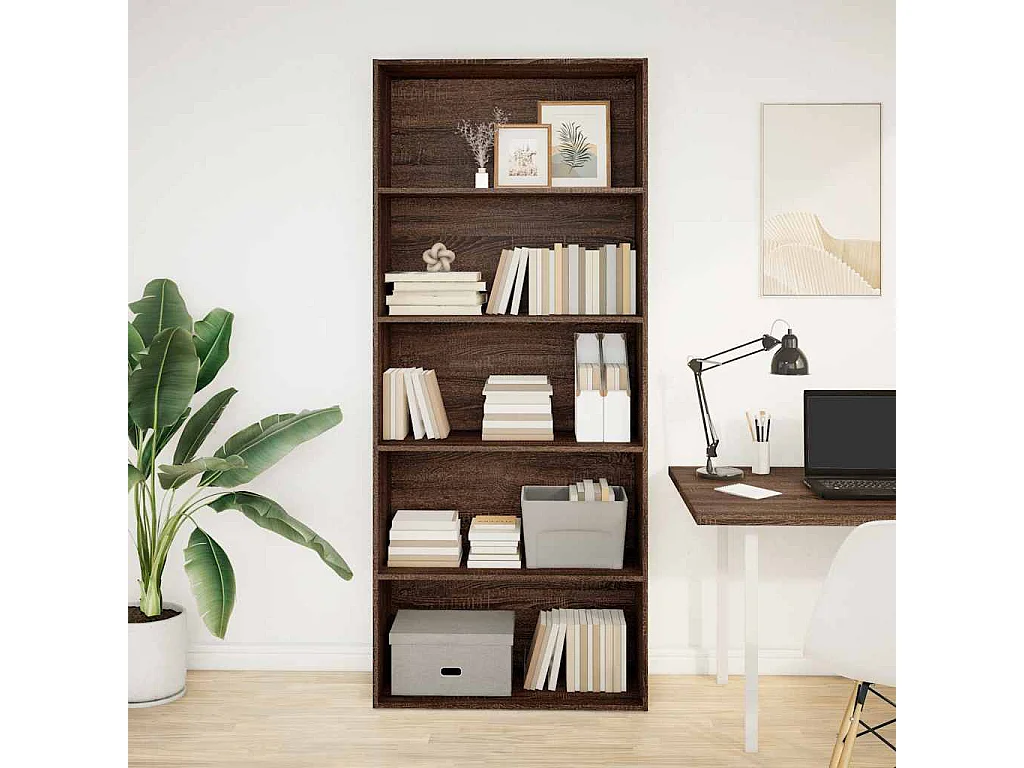 Bibliothèque chêne marron 80x30x189 cm bois d'ingénierie