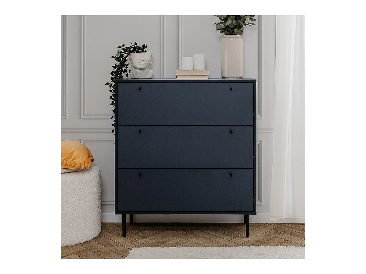 Commode 3 tiroirs bleu royal L80 cm - BOGOTA