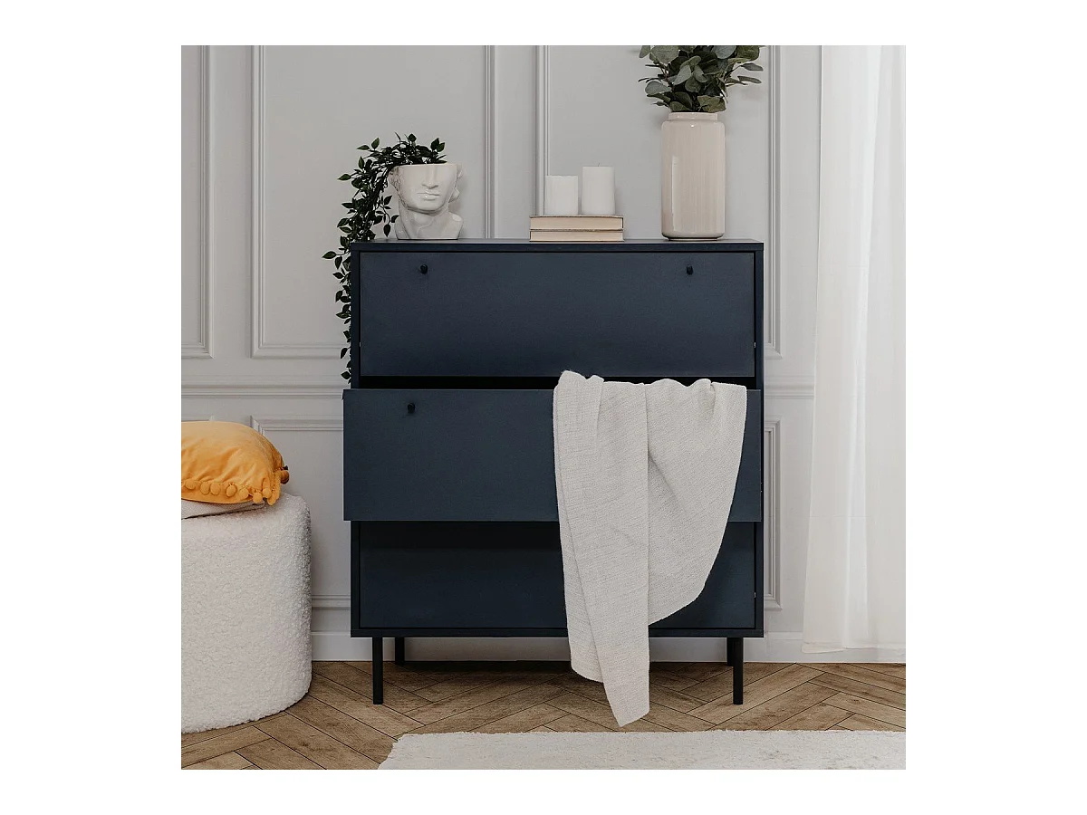 Commode 3 tiroirs bleu royal L80 cm - BOGOTA