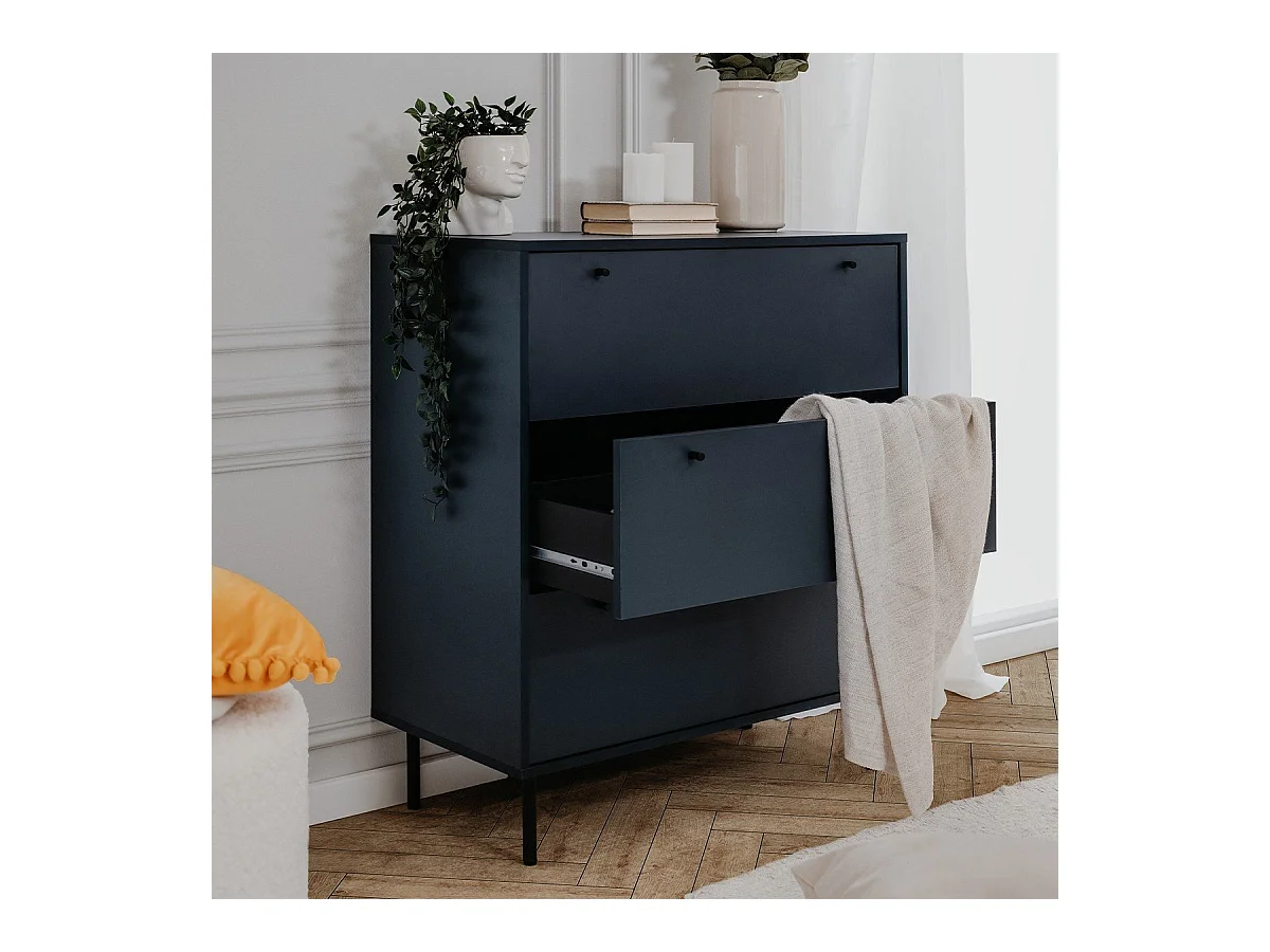 Commode 3 tiroirs bleu royal L80 cm - BOGOTA