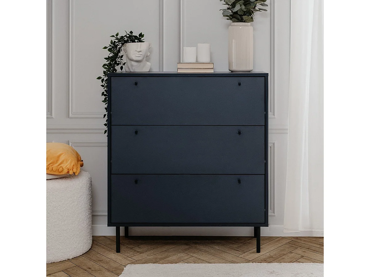 Commode 3 tiroirs bleu royal L80 cm - BOGOTA