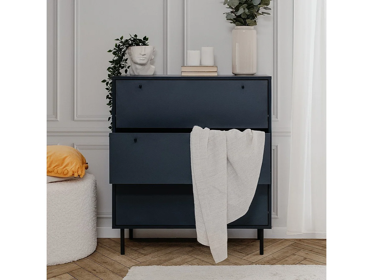 Commode 3 tiroirs bleu royal L80 cm - BOGOTA