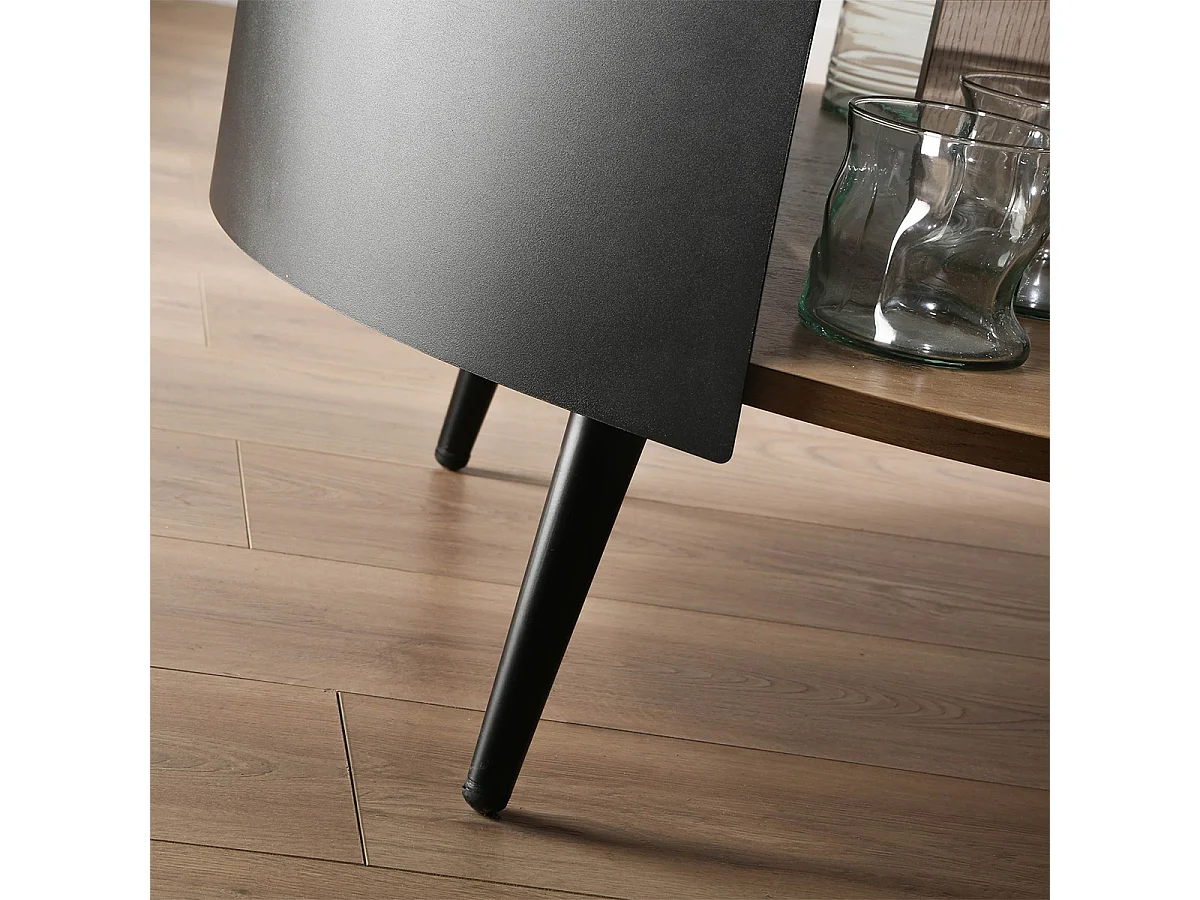 Runt soffbord med 2 nivåer, svarta metallsidor, 80 cm diameter - EKLO