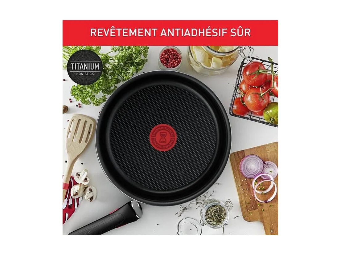 TEFAL L1529402 INGENIO EASY COOK N CLEAN Set 10 Pieces : Poeles + Casseroles + Wok + Sauteuse + Couvercles hermétiques +