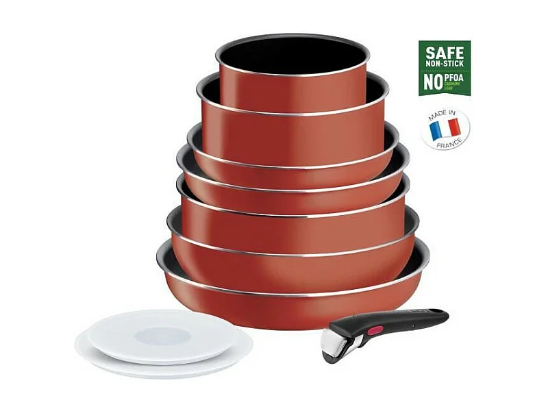 TEFAL Batería de cocina de 10 piezas, Revestimiento antiadherente, Sartén, Cacerola