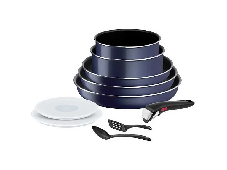 TEFAL L1579102 Ingenio Easy Cook N Clean Batterie de cuisine 10 pieces, anti ashésif, tous feux sauf induction, fabriqué en Fr