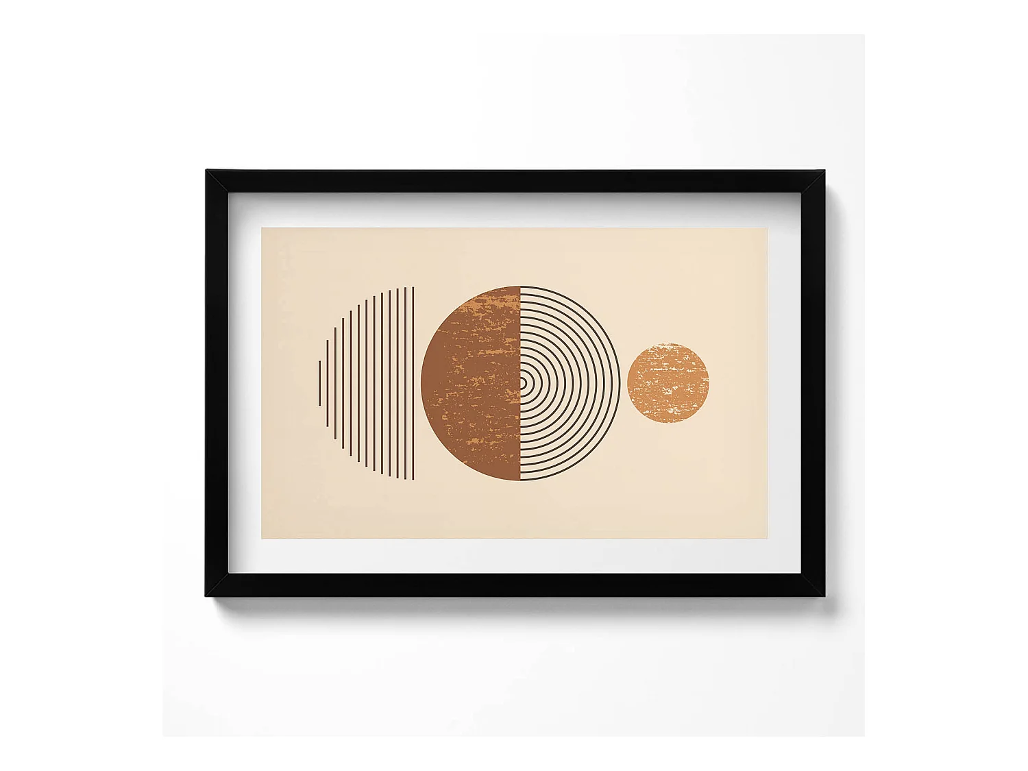 Tableau décoratif avec cadre noir, Art géométrique dans un style bohème 60 x 40 cm– Parfait pour le salon ou la chambre