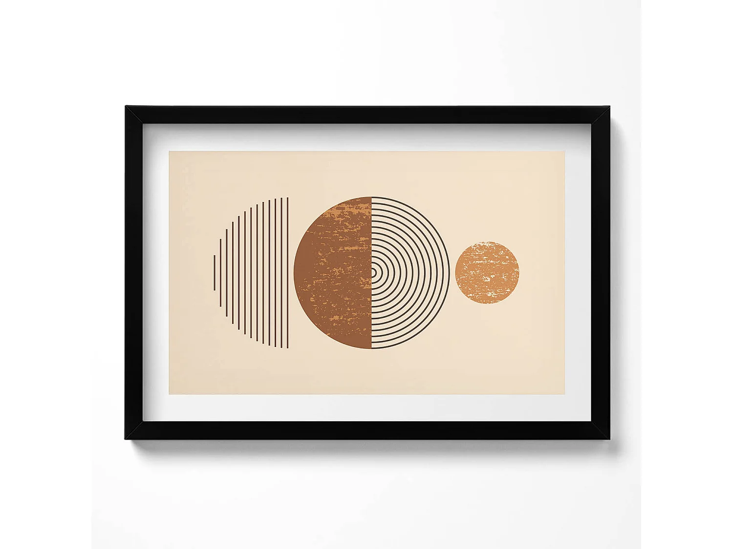 Quadro decorativo con cornice nera, Arte geometrica in stile bohémien 60 x 40 cm – Perfetto per il soggiorno o la camera da letto