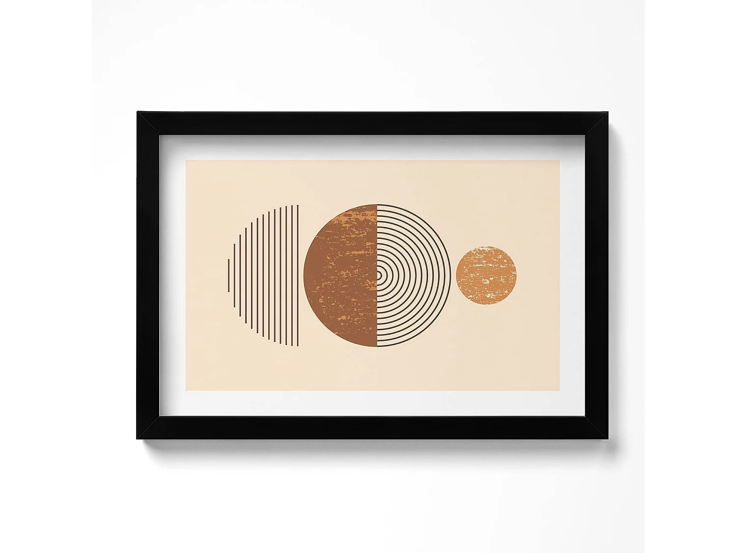 Dekoratives Gemälde mit schwarzem Rahmen, geometrische Kunst im Bohème-Stil 30 x 20 cm – perfekt für das Wohn- oder Schlafzimmer