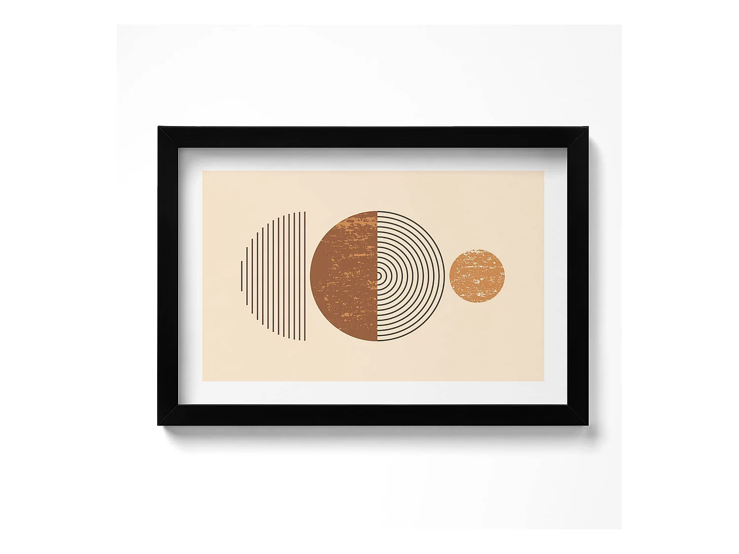 Tableau décoratif avec cadre noir, Art géométrique dans un style bohème 30 x 20 cm – Parfait pour le salon ou la chambre