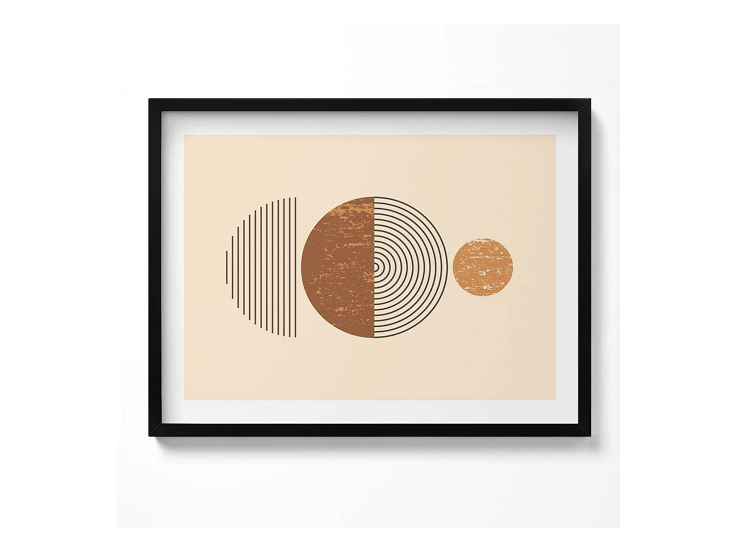 Tableau décoratif avec cadre noir, Art géométrique dans un style bohème 80 x 60 cm– Parfait pour le salon ou la chambre