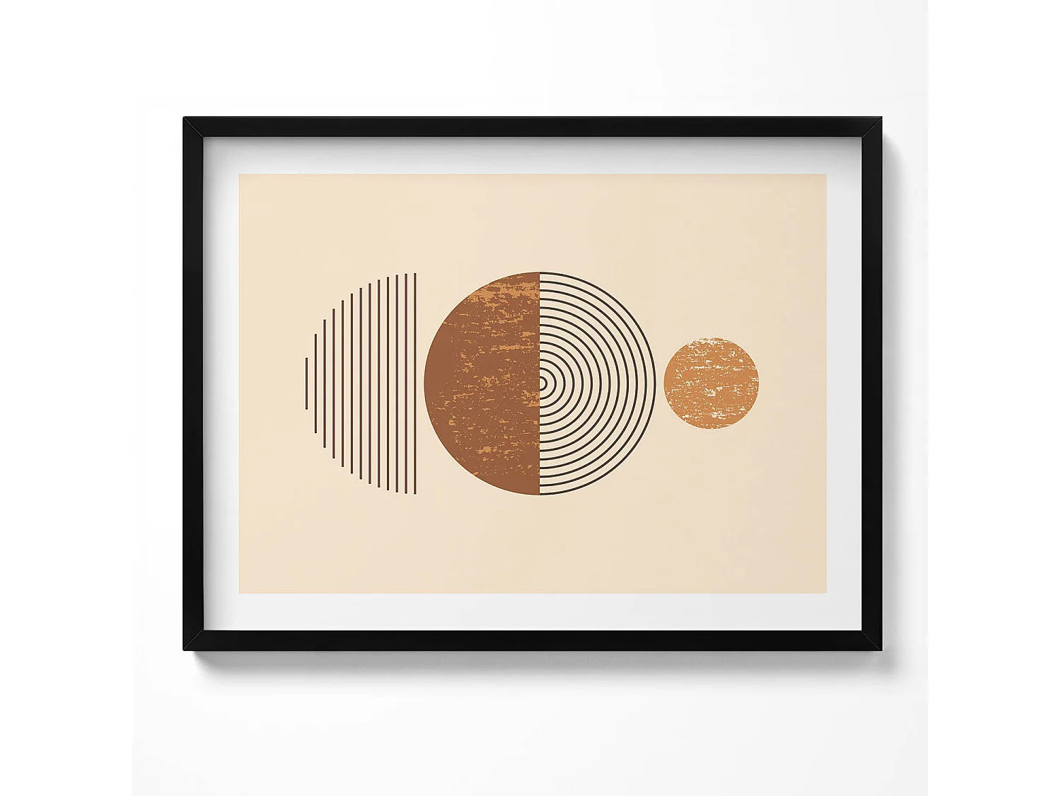 Tableau décoratif avec cadre noir, Art géométrique dans un style bohème 80 x 60 cm– Parfait pour le salon ou la chambre