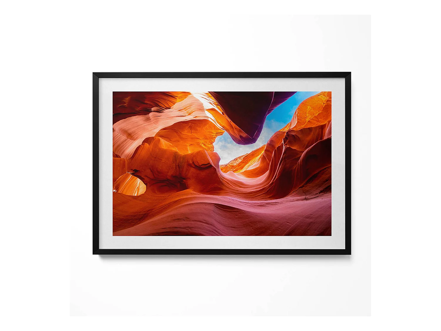 Tableau décoratif avec cadre noir, Paysage rocheux du canyon 100 x 70 cm– Parfait pour le salon ou la chambre