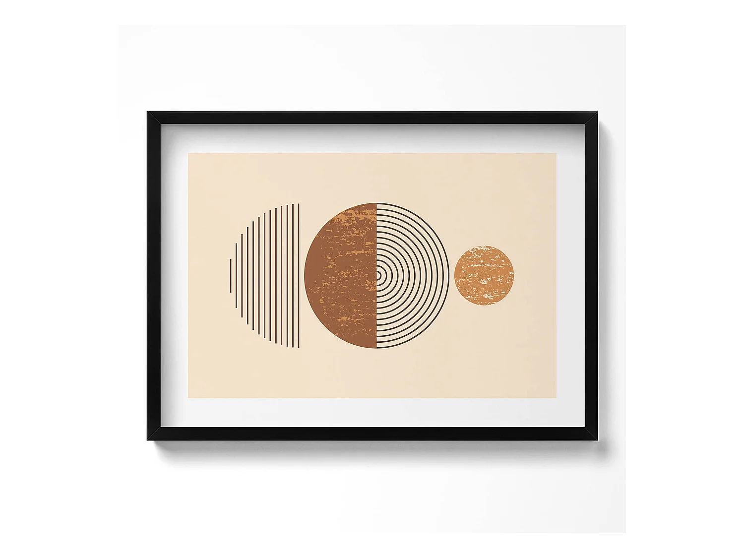 Tableau décoratif avec cadre noir, Art géométrique dans un style bohème 70 x 50 cm– Parfait pour le salon ou la chambre