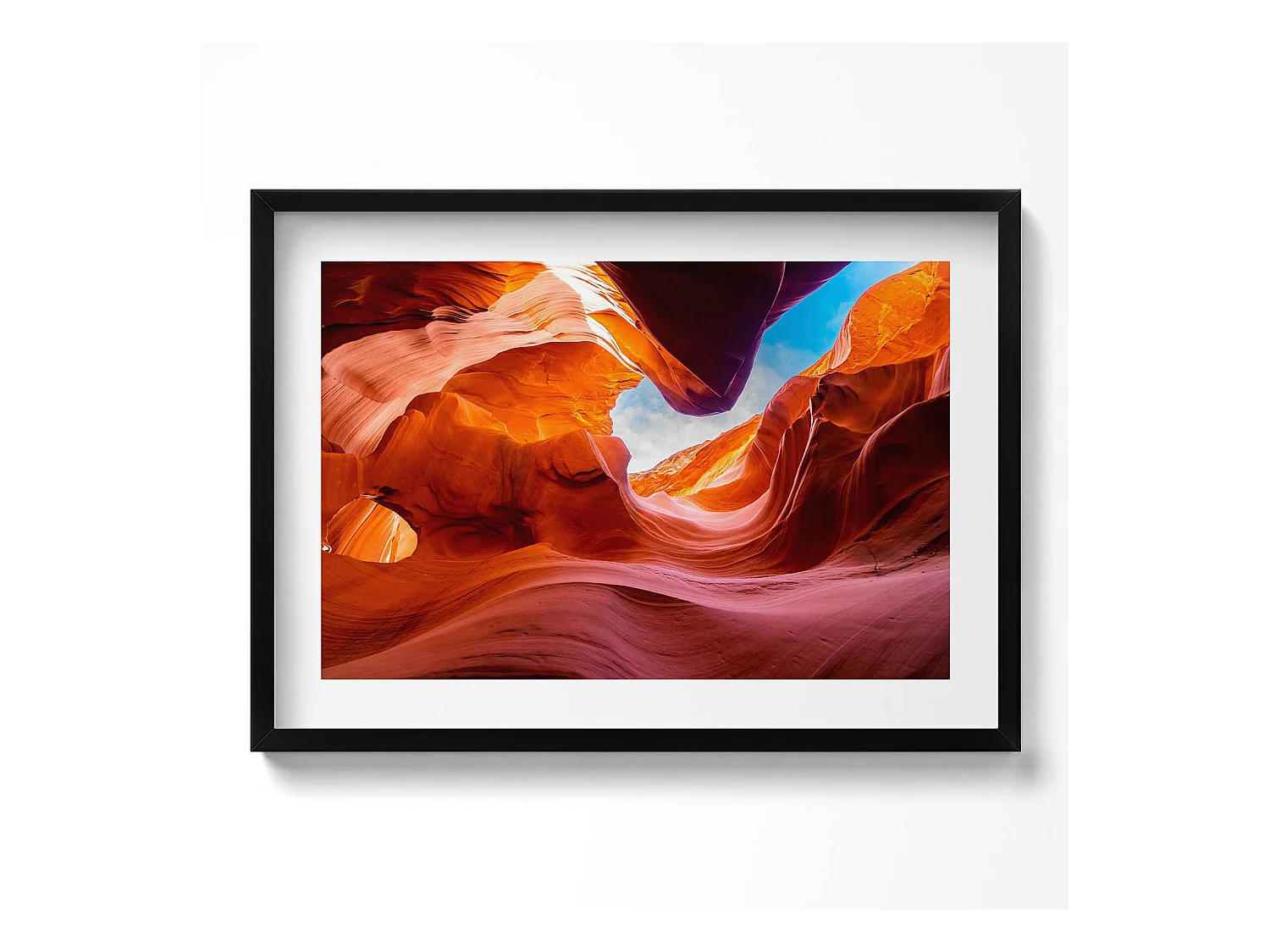 Tableau décoratif avec cadre noir, Paysage rocheux du canyon 70 x 50 cm– Parfait pour le salon ou la chambre