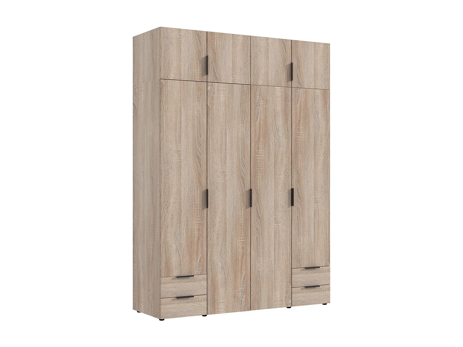 Armoire de rangement, placard de rangement en bois mélamine coloris Imitation chêne - Longueur 160 x Hauteur 225 x Profondeur 54 cm 