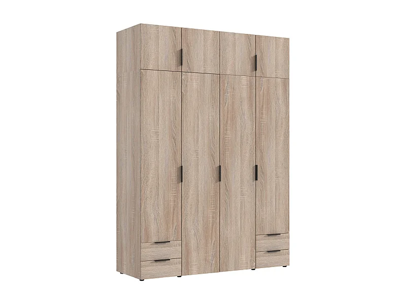 Armoire de rangement, placard de rangement en bois mélamine coloris Imitation chêne - Longueur 160 x Hauteur 225 x Profondeur 54 cm 