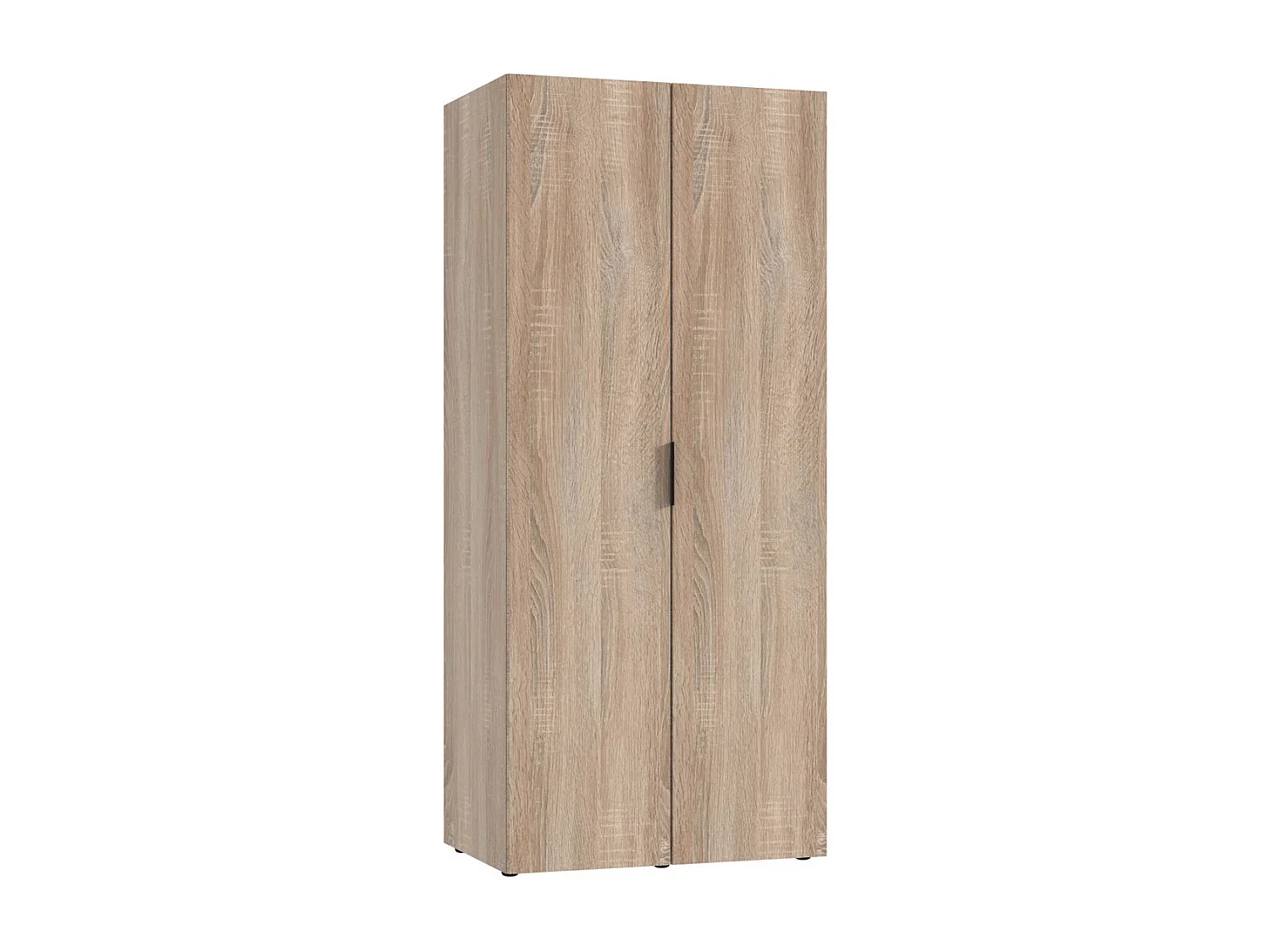 Armoire de rangement avec 2 portes en bois mélamine coloris Imitation chêne  - Longueur 80 x Hauteur 185 x Profondeur 54 cm 