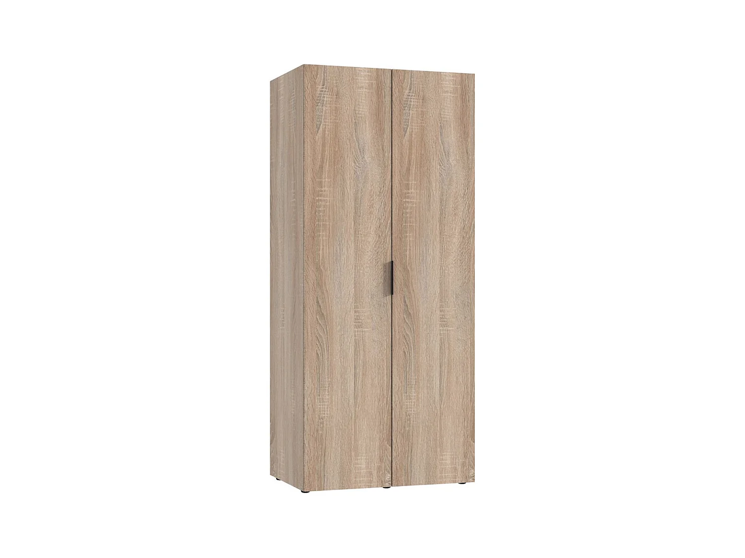 Armoire de rangement avec 2 portes en bois mélamine coloris Imitation chêne  - Longueur 80 x Hauteur 185 x Profondeur 54 cm 