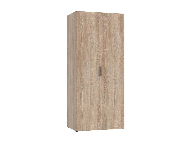 Armoire de rangement avec 2 portes en bois mélamine coloris Imitation chêne  - Longueur 80 x Hauteur 185 x Profondeur 54 cm 