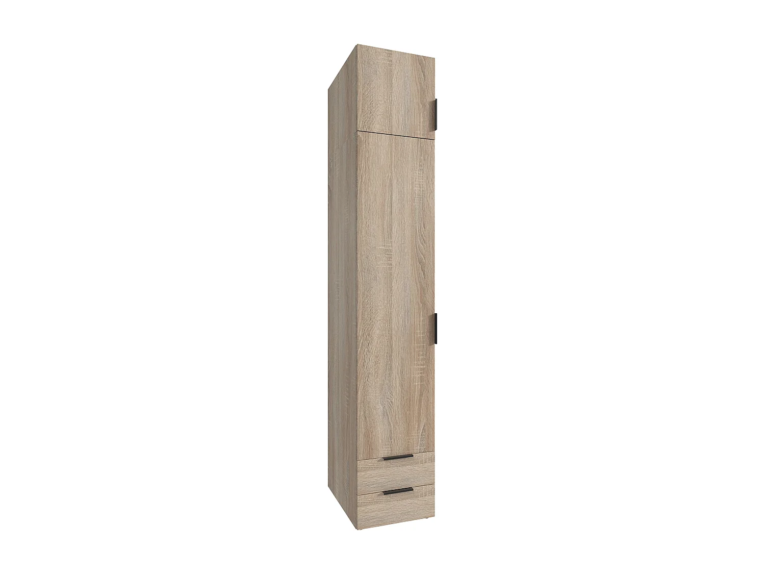 Armoire de rangement avec 2 portes et 2 tiroirs en bois mélamine coloris imitation chêne -Longueur 40 x Hauteur 225  x Profondeur  54 cm 
