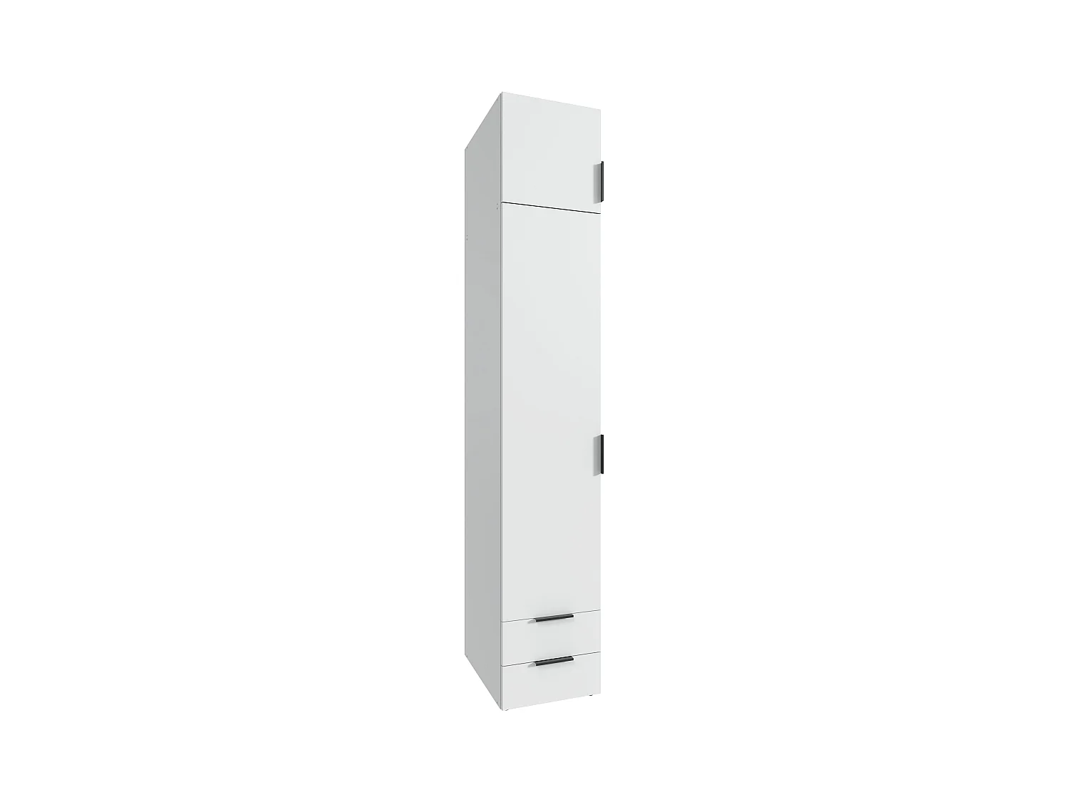 Armoire de rangement avec 2 portes et 2 tiroirs en bois mélamine coloris  Blanc - Longueur 40 x Hauteur 225  x Profondeur  54 cm 