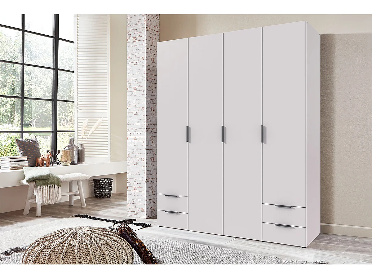 Armoire, placard garde-robe coloris Blanc - Longueur 160 x Hauteur 185 x Profondeur 54 cm 