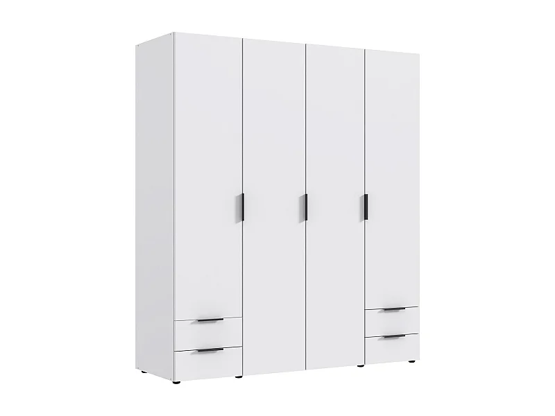 Armoire, placard garde-robe coloris Blanc - Longueur 160 x Hauteur 185 x Profondeur 54 cm 