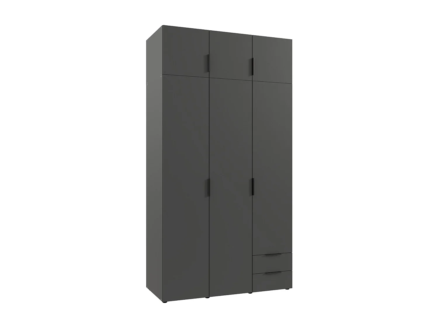 Armoire de rangement, placard de rangement en bois mélamine coloris graphite - Longueur 120 x Hauteur 225 x Profondeur 54 cm 