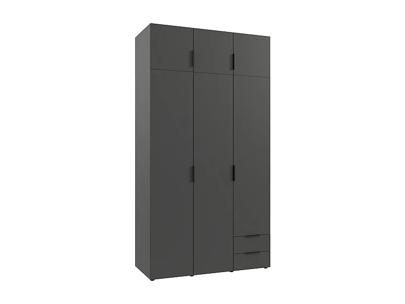 Armoire de rangement, placard de rangement en bois mélamine coloris graphite - Longueur 120 x Hauteur 225 x Profondeur 54 cm 