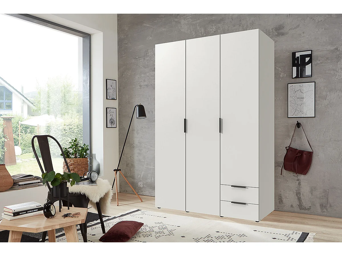 Armoire, placard garde-robe coloris Blanc - Longueur 120 x Hauteur 185 x Profondeur 54 cm 