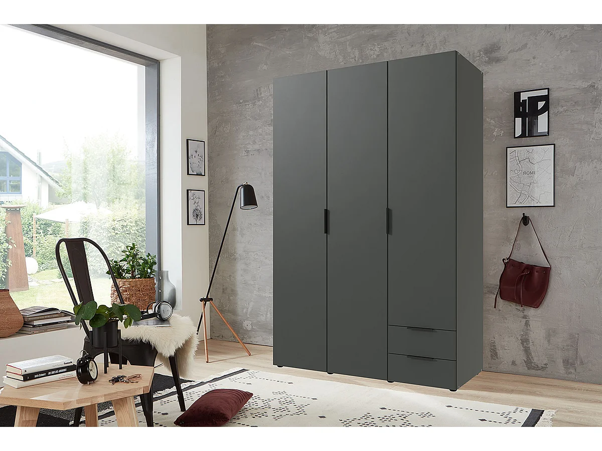 Armoire, placard garde-robe coloris graphite - Longueur 120 x Hauteur 185 x Profondeur 54 cm 