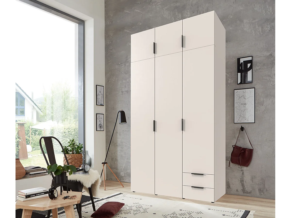 Armoire de rangement, placard de rangement en bois mélamine coloris Blanc - Longueur 120 x Hauteur 225 x Profondeur 54 cm 