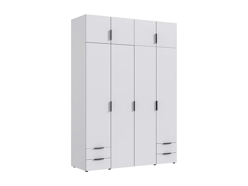 Armoire de rangement, placard de rangement en bois mélamine coloris Blanc  - Longueur 160 x Hauteur 225 x Profondeur 54 cm 