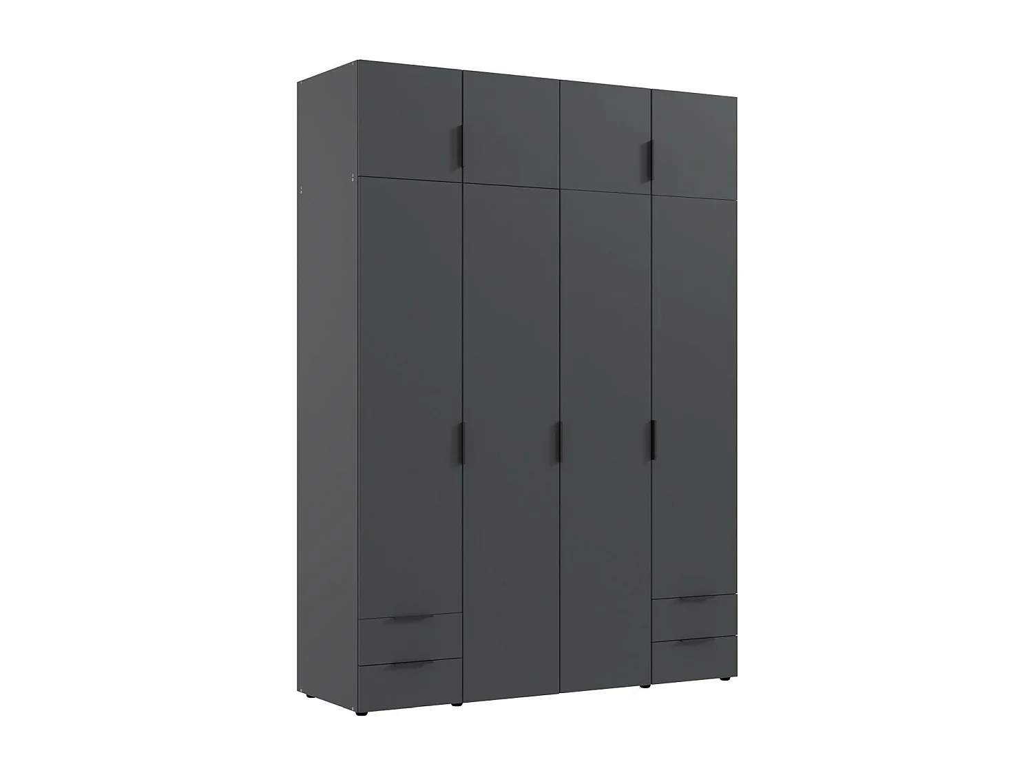 Armoire de rangement, placard de rangement en bois mélamine coloris graphite - Longueur 160 x Hauteur 225 x Profondeur 54 cm 