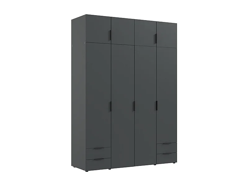 Armoire de rangement, placard de rangement en bois mélamine coloris graphite - Longueur 160 x Hauteur 225 x Profondeur 54 cm 