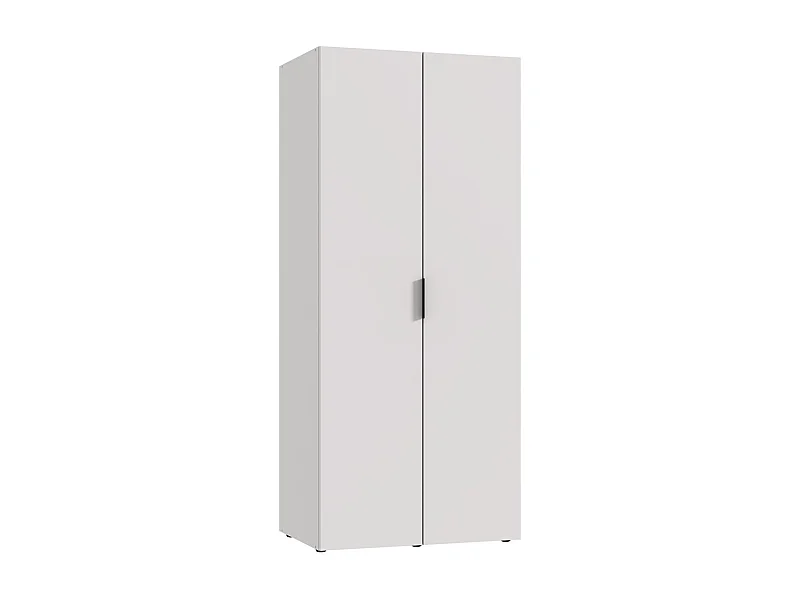 Armoire de rangement avec 2 portes en bois mélamine coloris Blanc  - Longueur 80 x Hauteur 185 x Profondeur 54 cm 