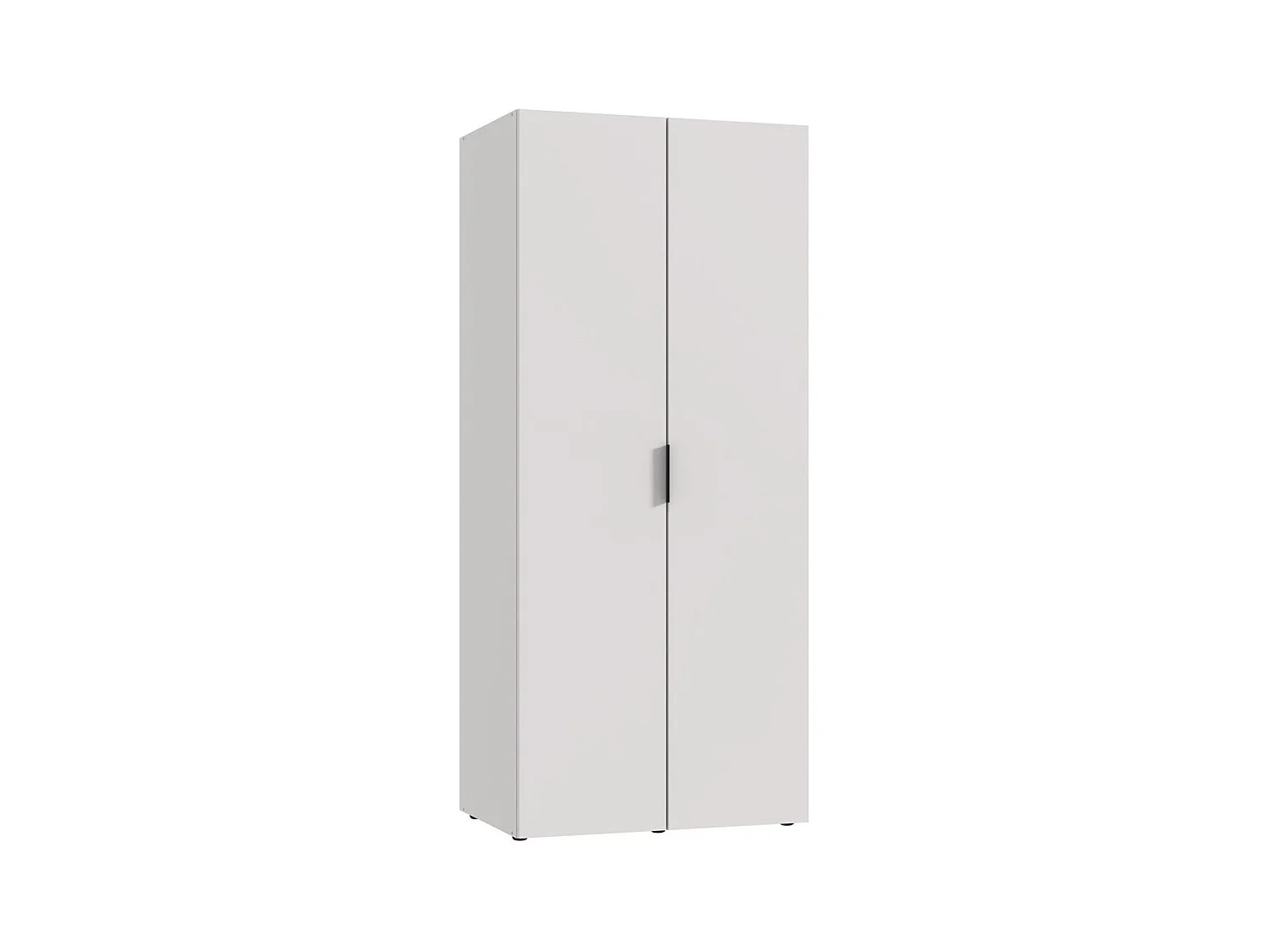 Armoire de rangement avec 2 portes en bois mélamine coloris Blanc  - Longueur 80 x Hauteur 185 x Profondeur 54 cm 