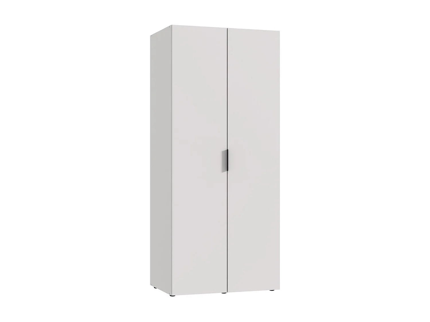 Armoire de rangement avec 2 portes en bois mélamine coloris Blanc  - Longueur 80 x Hauteur 185 x Profondeur 54 cm 