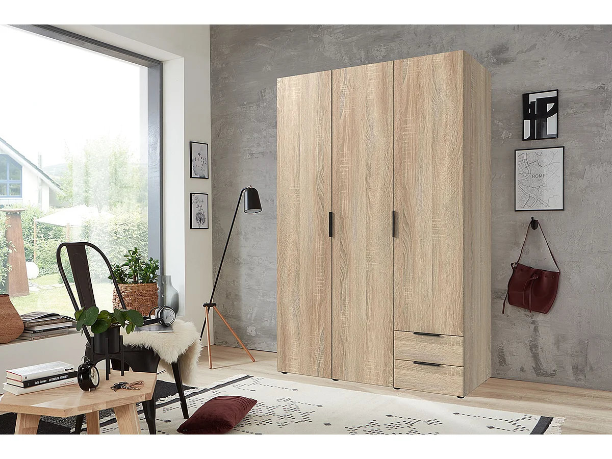 Armoire, placard garde-robe coloris imitation chêne -Longueur 120 x Hauteur 185 x Profondeur 54 cm 