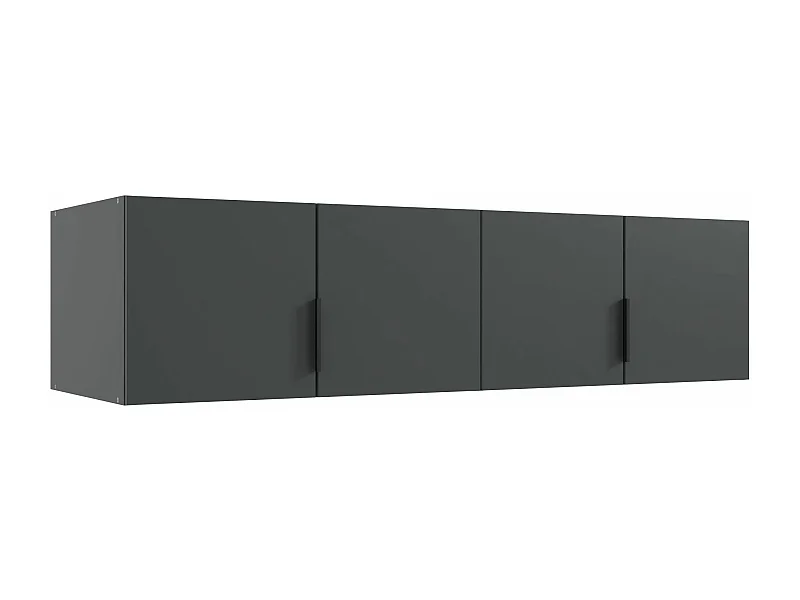 Surmeuble pour armoire, meuble de rangement avec 4 portes coloris Graphite  - Longueur 160 x Hauteur 40 x Profondeur 54  cm 