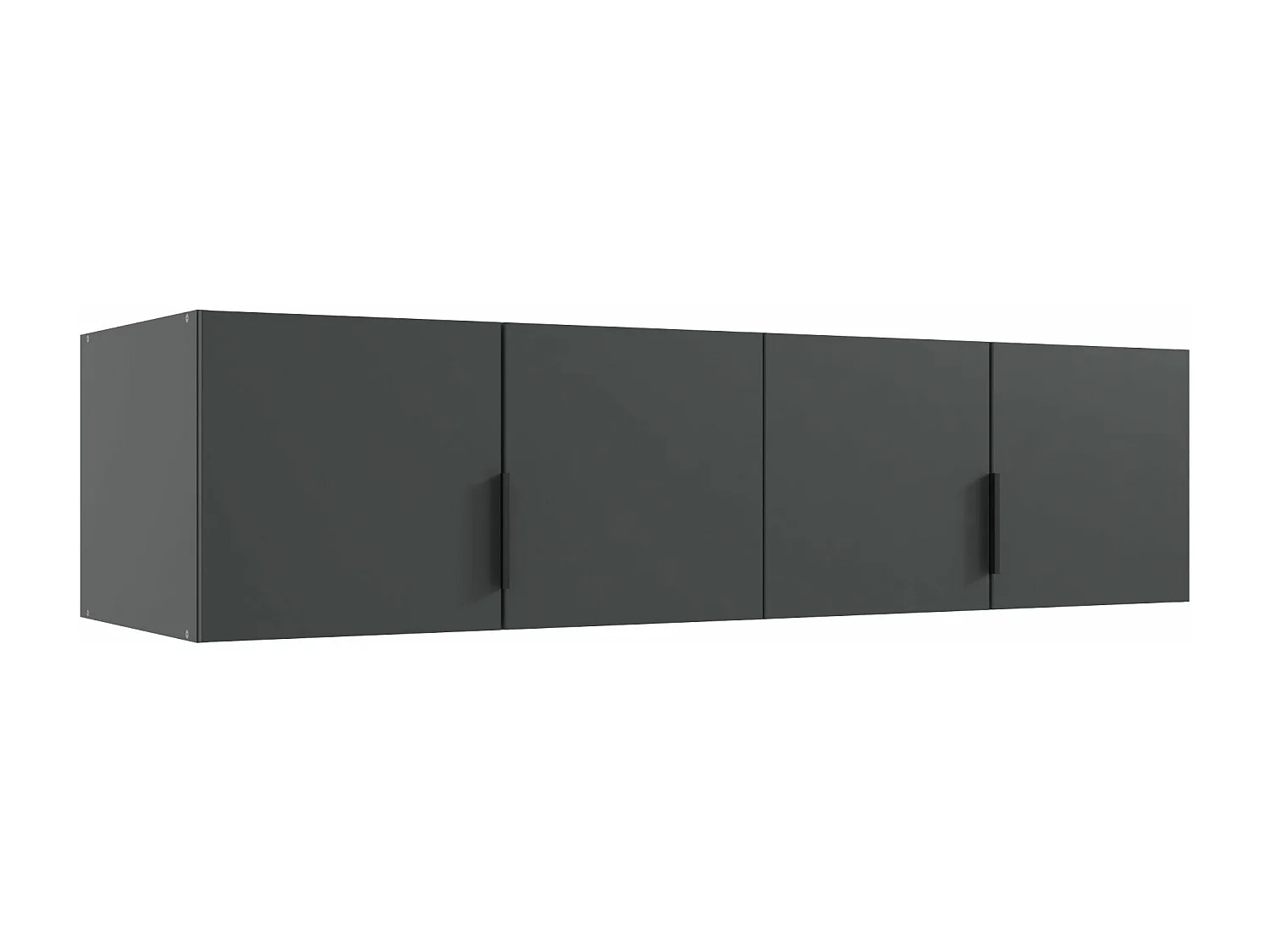 Surmeuble pour armoire, meuble de rangement avec 4 portes coloris Graphite  - Longueur 160 x Hauteur 40 x Profondeur 54  cm 